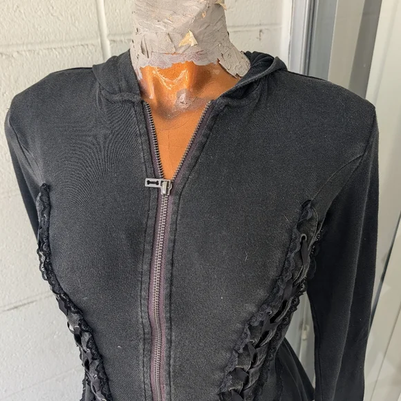 Royal Bones Tripp NYC Corset Lace Up Black Steampunk Hoodie Size XS - Picture 5 of 16